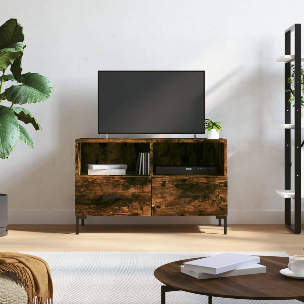 Füstös tölgyszínű szerelt fa tv-szekrény 80 x 36 x 50 cm Füstös tölgyszínű szerelt fa tv-szekrény 80 x 36 x 50 cm