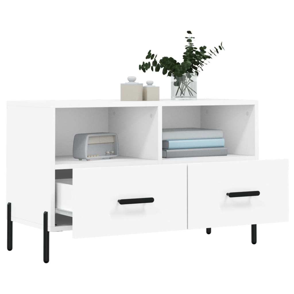 Fehér szerelt fa tv-szekrény 80 x 36 x 50 cm Fehér szerelt fa tv-szekrény 80 x 36 x 50 cm