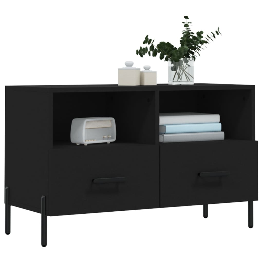 Fekete szerelt fa tv-szekrény 80 x 36 x 50 cm Fekete szerelt fa tv-szekrény 80 x 36 x 50 cm