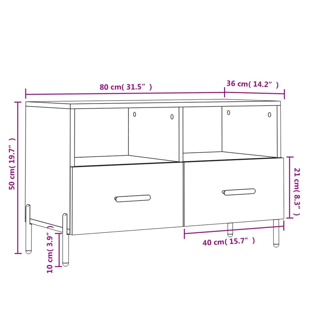 Fehér magasfényű szerelt fa tv-szekrény 80x36x50 cm Fehér magasfényű szerelt fa tv-szekrény 80x36x50 cm