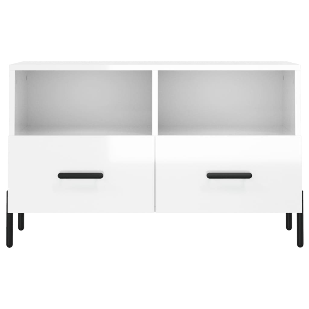 Fehér magasfényű szerelt fa tv-szekrény 80x36x50 cm Fehér magasfényű szerelt fa tv-szekrény 80x36x50 cm