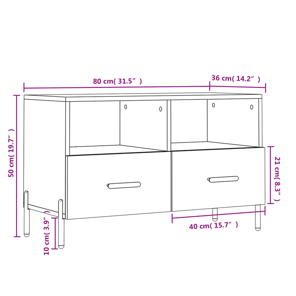 Betonszürke szerelt fa tv-szekrény 80 x 36 x 50 cm Betonszürke szerelt fa tv-szekrény 80 x 36 x 50 cm