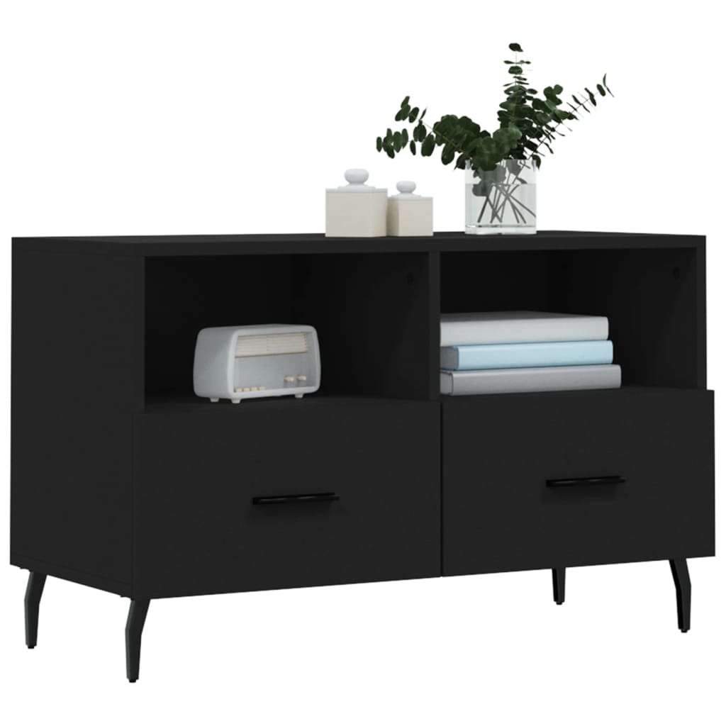 Fekete szerelt fa tv-szekrény 80 x 36 x 50 cm Fekete szerelt fa tv-szekrény 80 x 36 x 50 cm