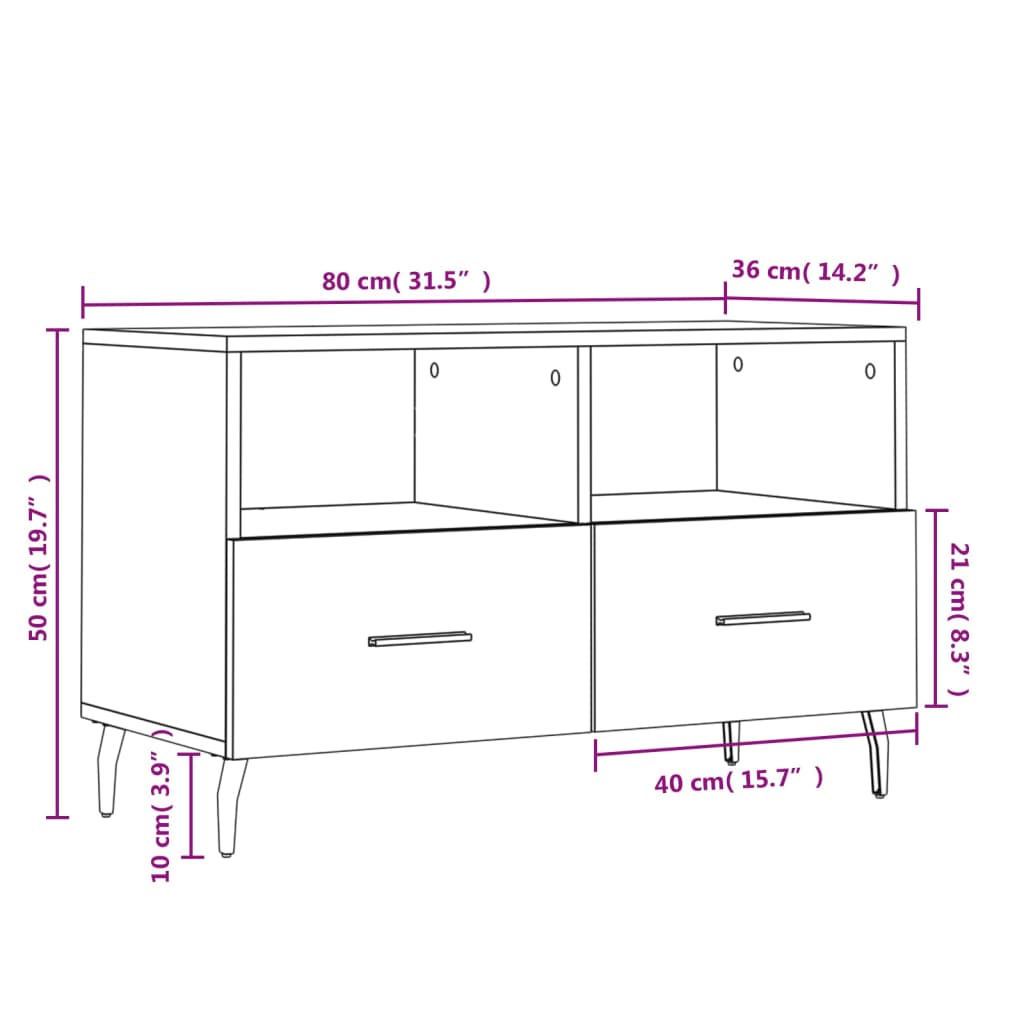 Fekete szerelt fa tv-szekrény 80 x 36 x 50 cm Fekete szerelt fa tv-szekrény 80 x 36 x 50 cm