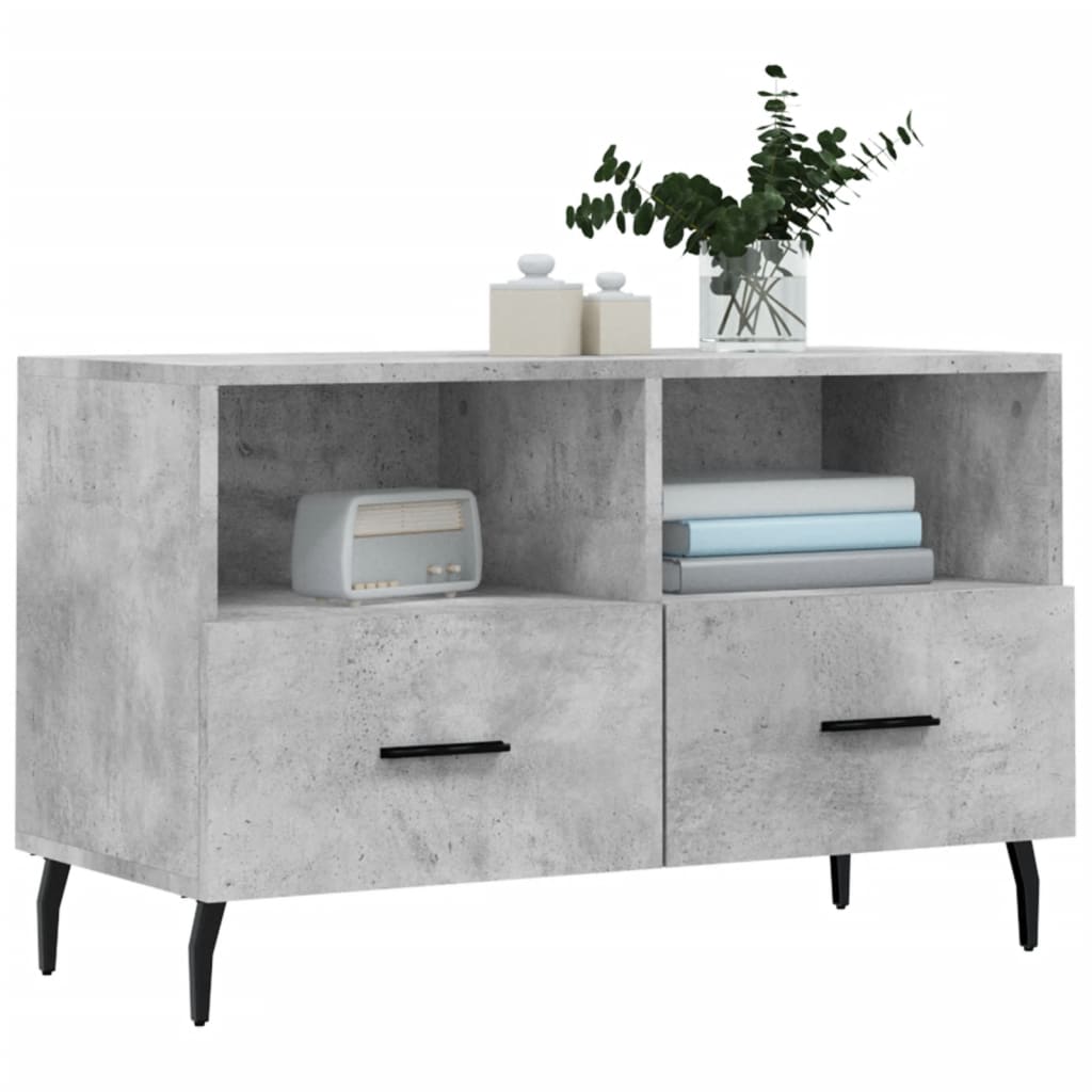 Betonszürke szerelt fa tv-szekrény 80 x 36 x 50 cm
