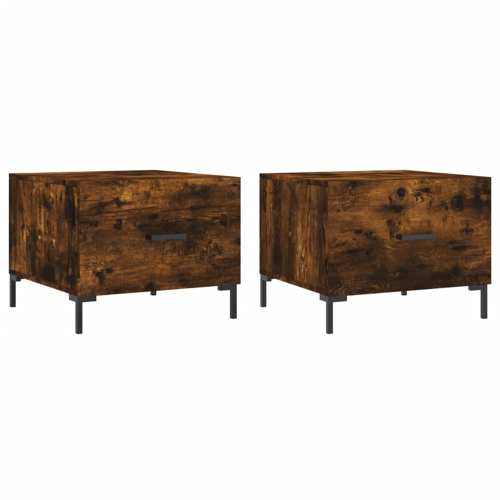 2 db füstös tölgy szerelt fa dohányzóasztal 50 x 50 x 40 cm