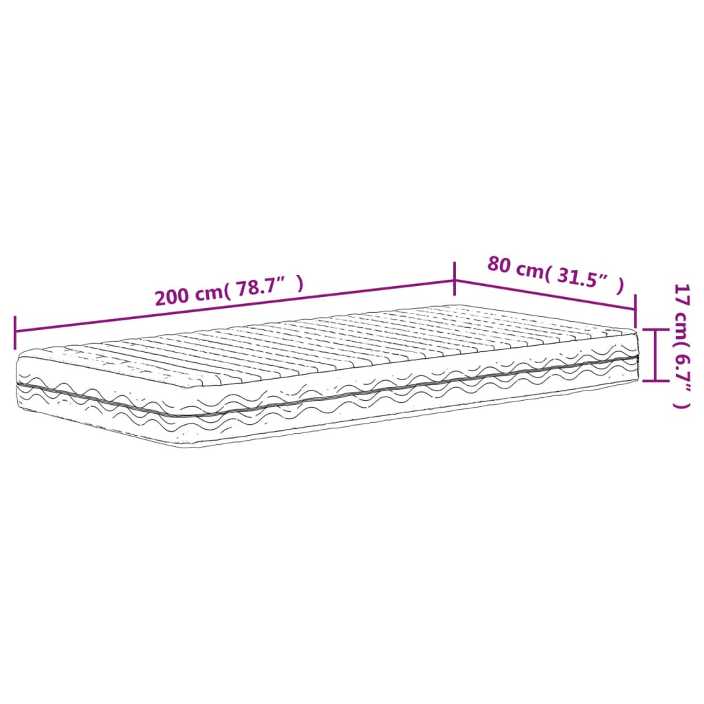 Fehér h2/h3 keménységű habmatrac 80x200 cm