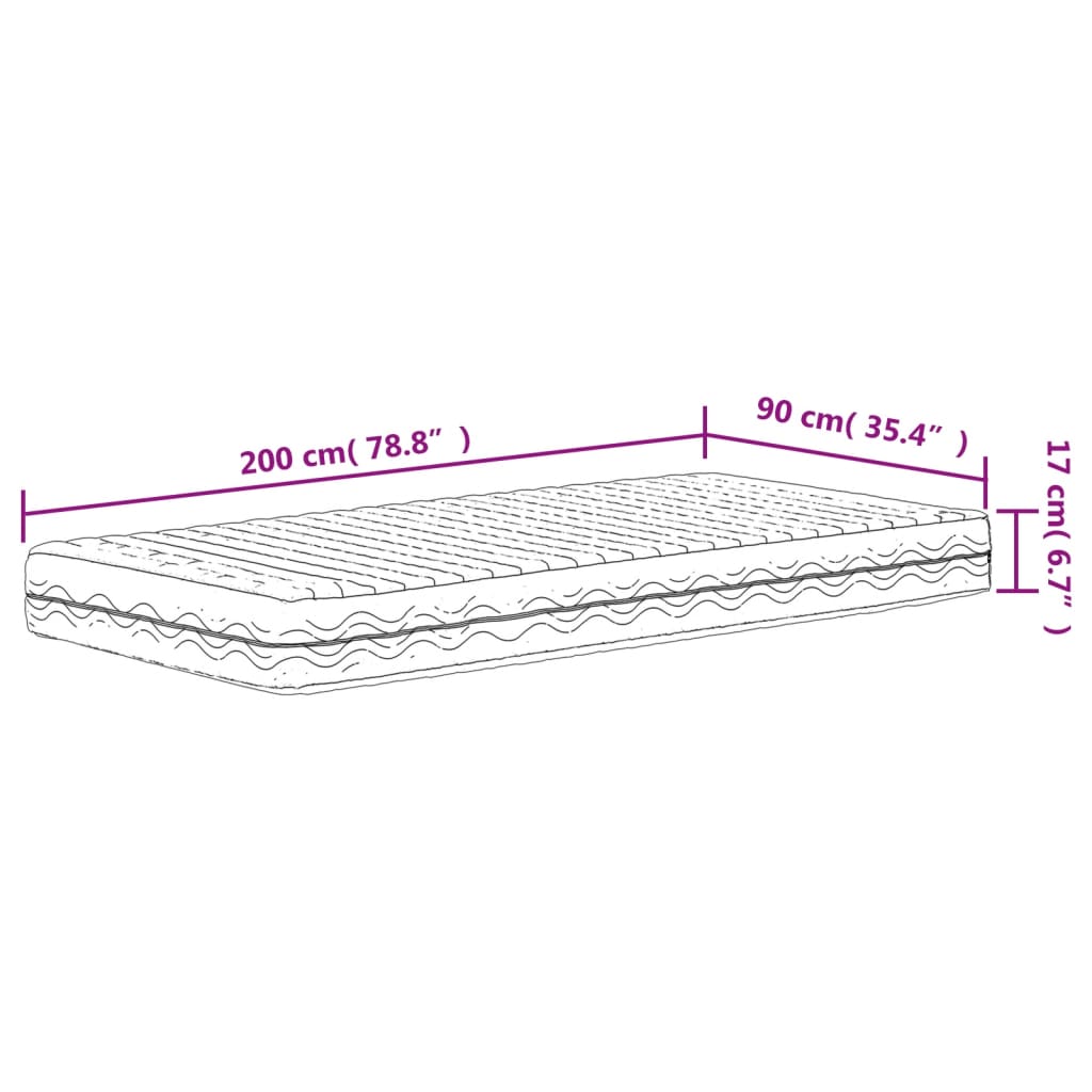 Fehér h2/h3 keménységű habmatrac 90 x 200 cm