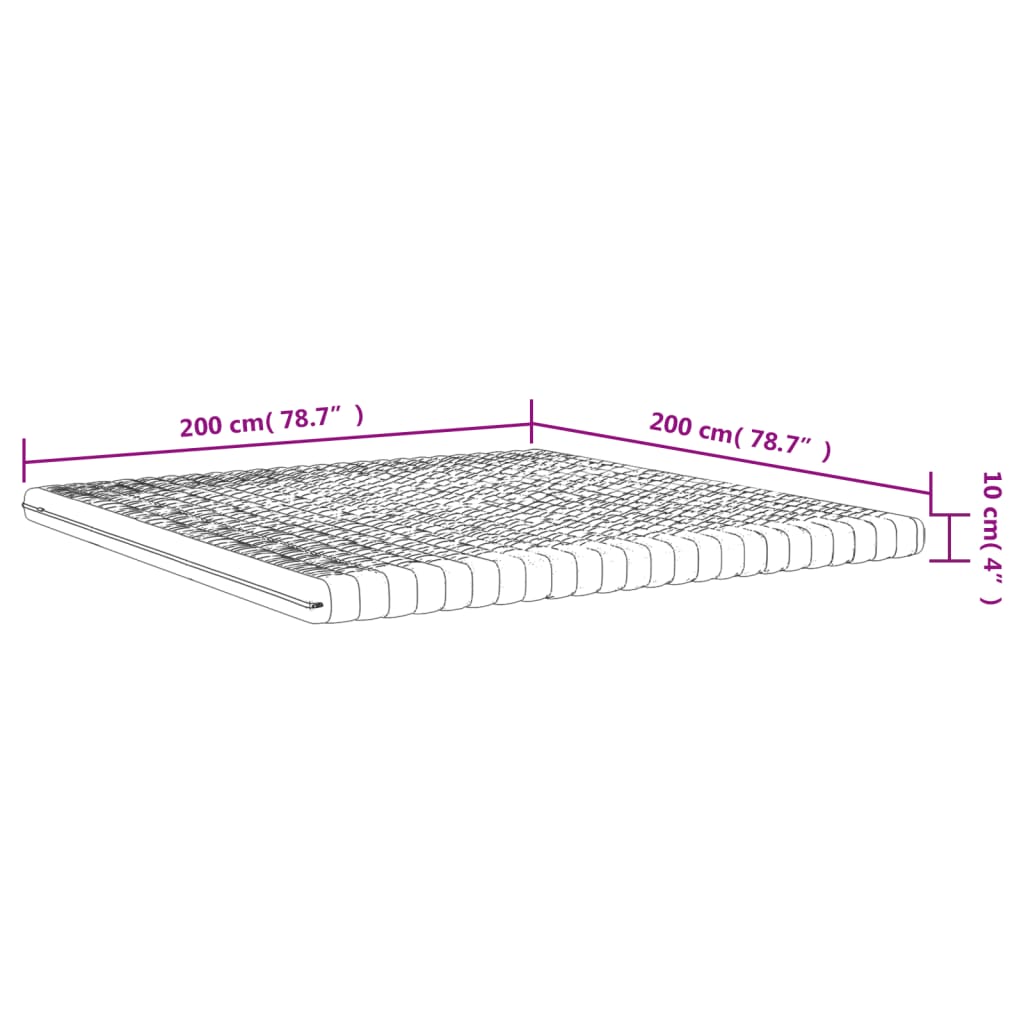Fehér 7 zónás 20 ild keménységű habmatrac 200 x 200 cm