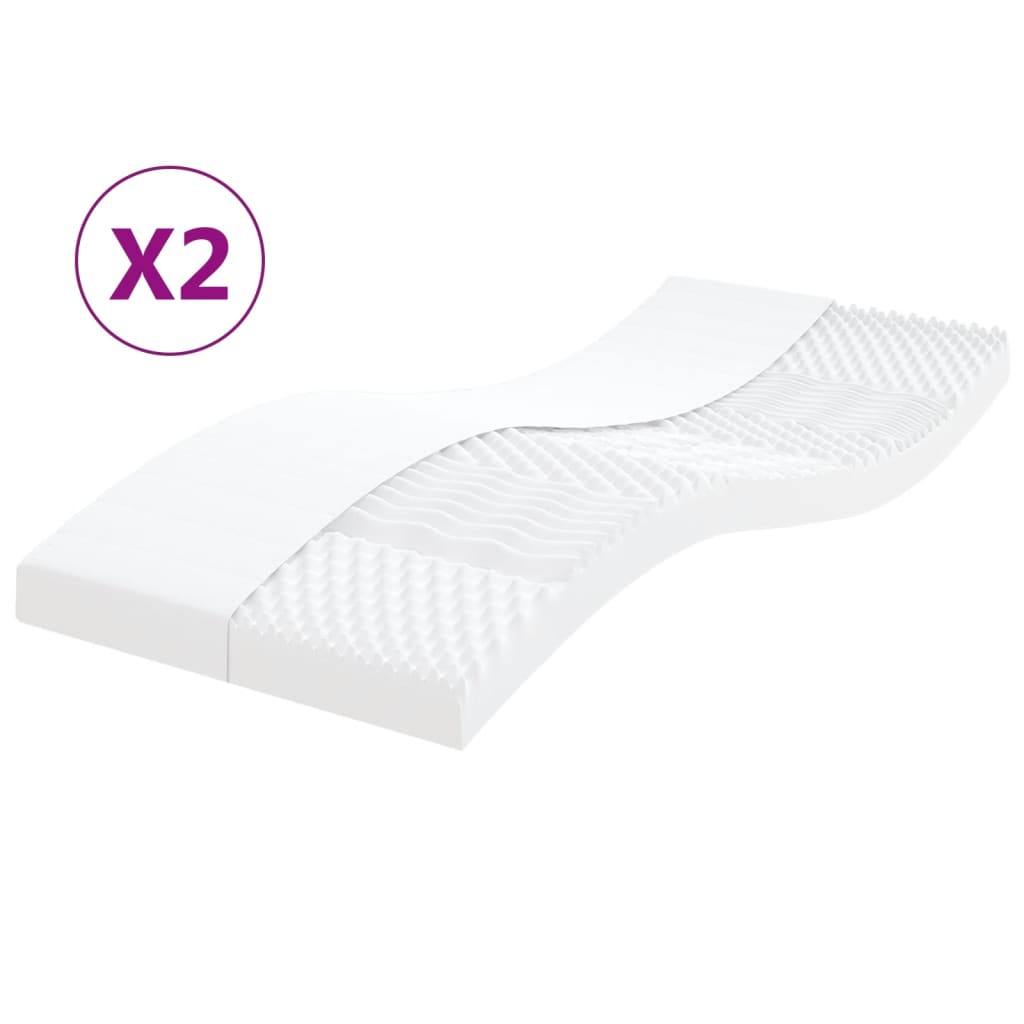 2 db fehér 7-zónás 20 ild keménységű habmatrac 80 x 200 cm 2 db fehér 7-zónás 20 ild keménységű habmatrac 80 x 200 cm