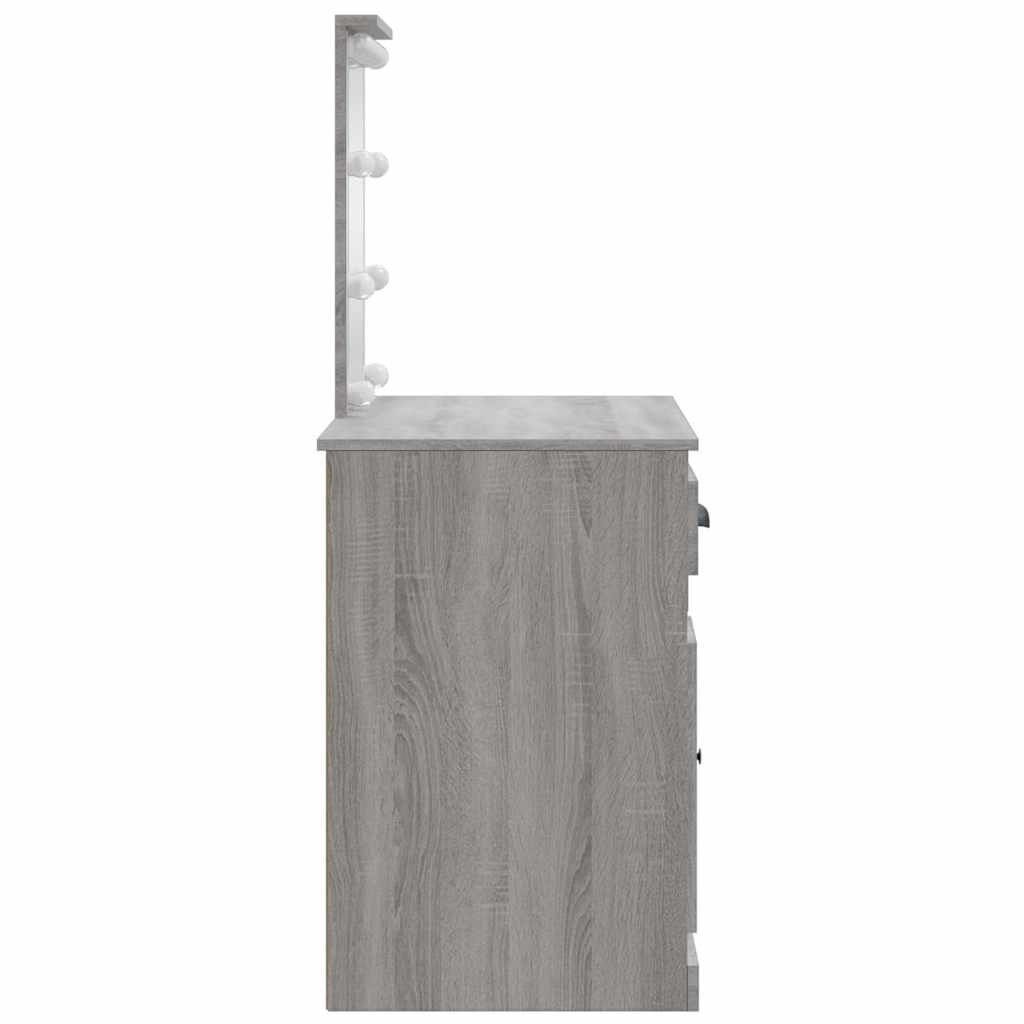 Szürke sonoma fésülködőasztal led-lámpákkal 90x42x132,5 cm