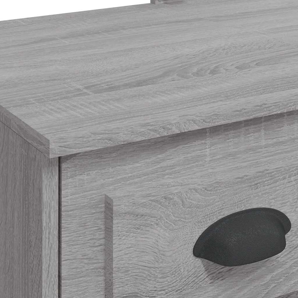 Szürke sonoma fésülködőasztal led-lámpákkal 90x42x132,5 cm
