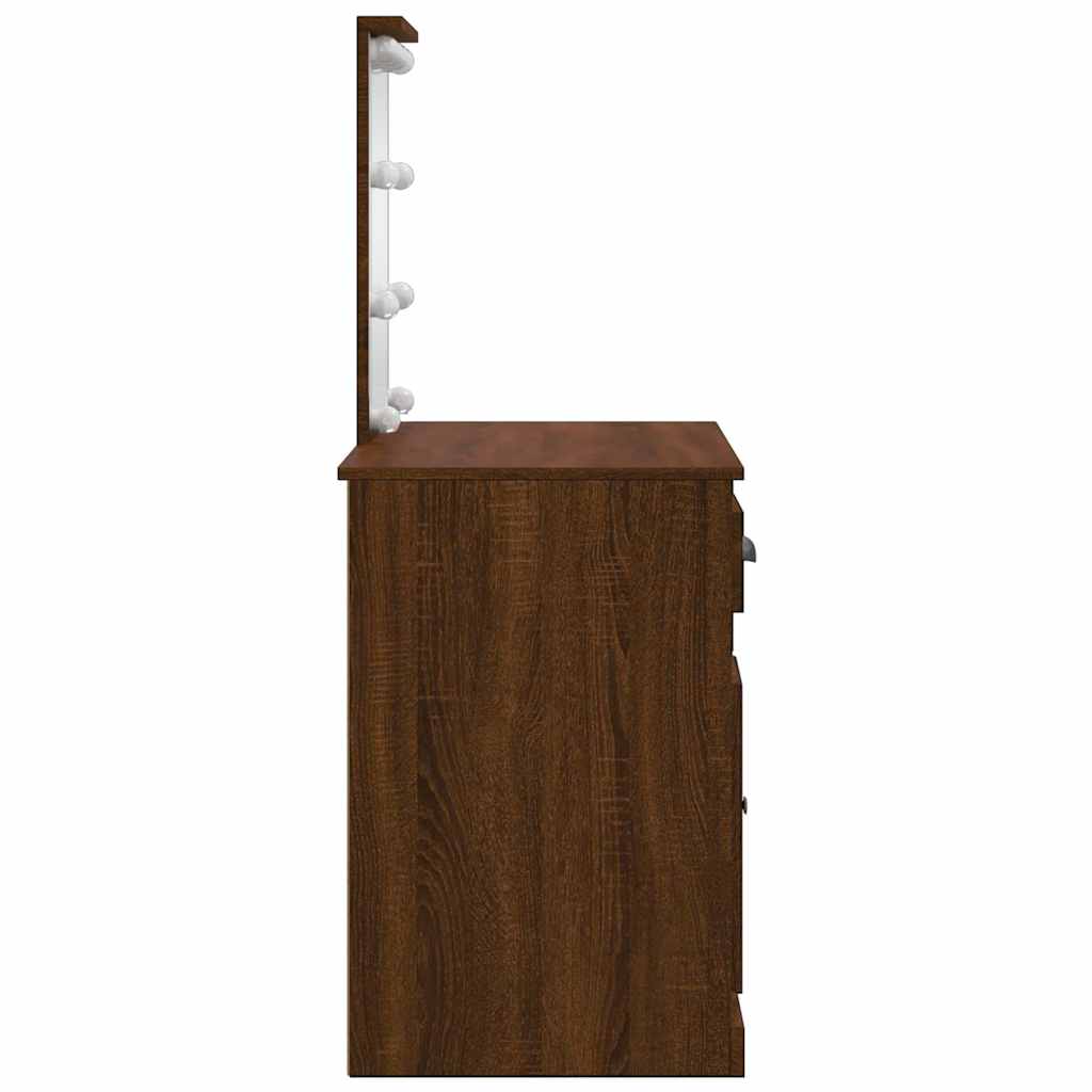 Világosbarna tölgy fésülködőasztal led-lámpákkal 90x42x132,5 cm