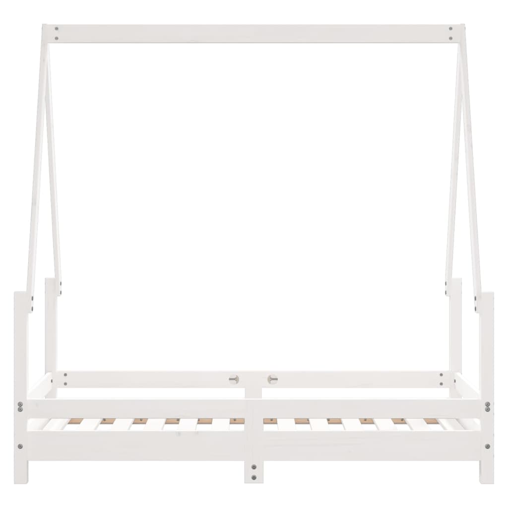 Fehér gyerek tömör fenyőfa ágykeret 70 x 140 cm Fehér gyerek tömör fenyőfa ágykeret 70 x 140 cm