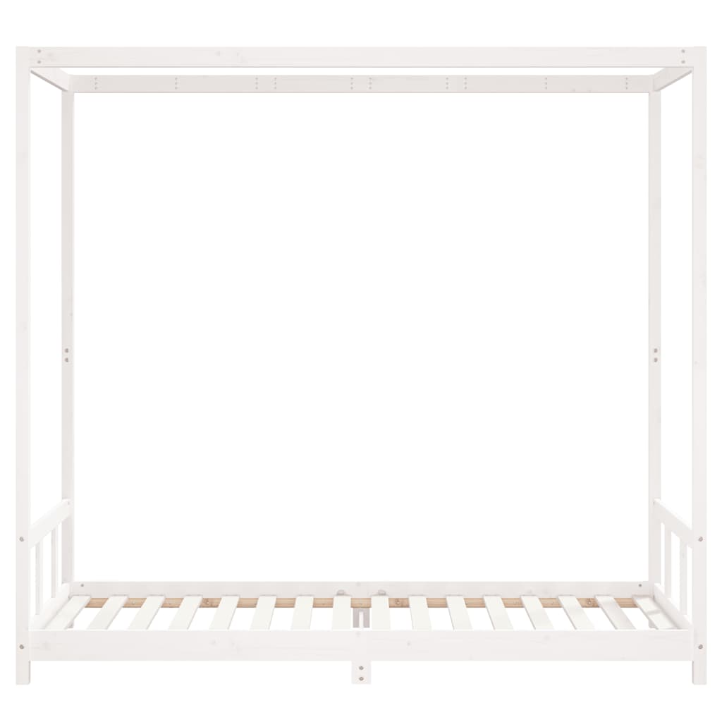 Fehér tömör fenyőfa gyerekágykeret 90 x 200 cm