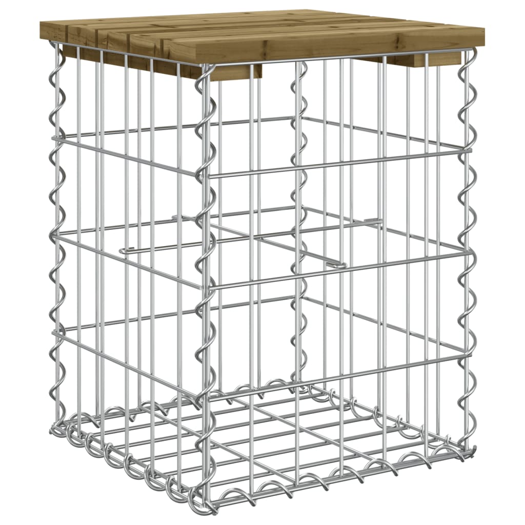 Impregnált fenyőfa gabion kerti pad 33 x 31 x 42 cm