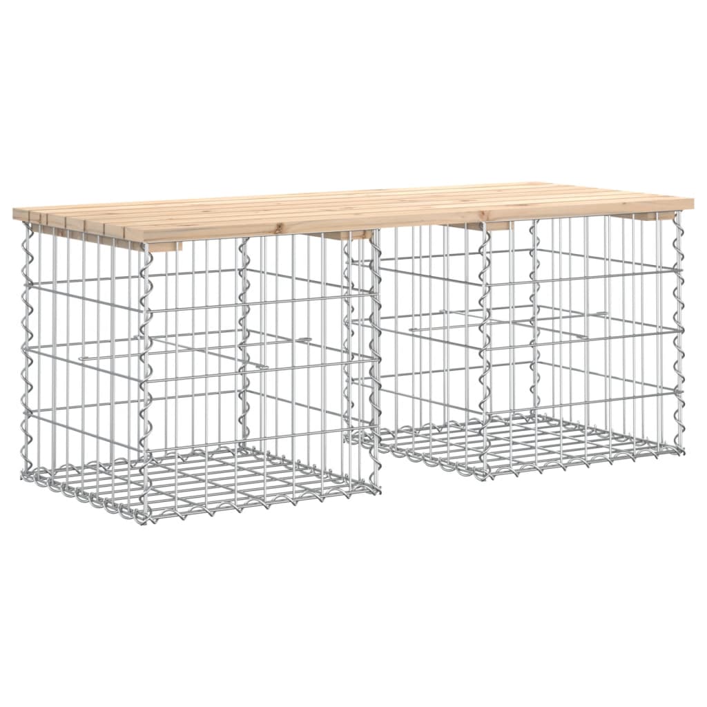 Tömör fenyőfa gabion kerti pad 103x44x42 cm