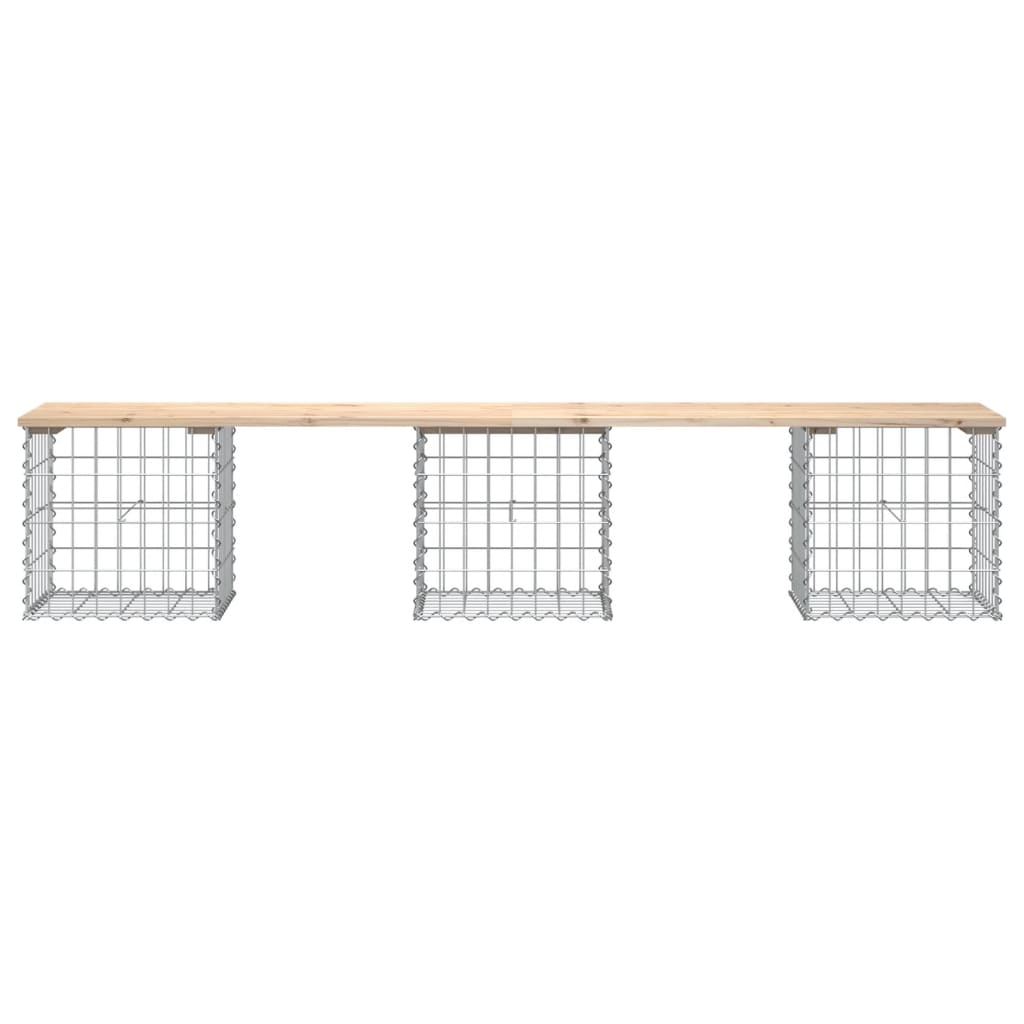 Tömör fenyőfa gabion kerti pad 203x44x42 cm