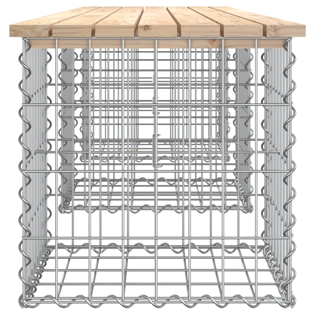Tömör fenyőfa gabion kerti pad 203x44x42 cm