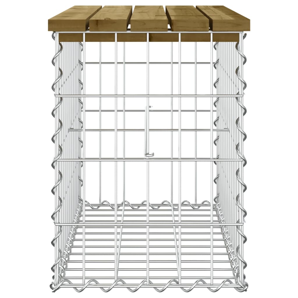 Tömör impergnált fenyőfa gabion kerti pad 63 x 31,5 x 42 cm