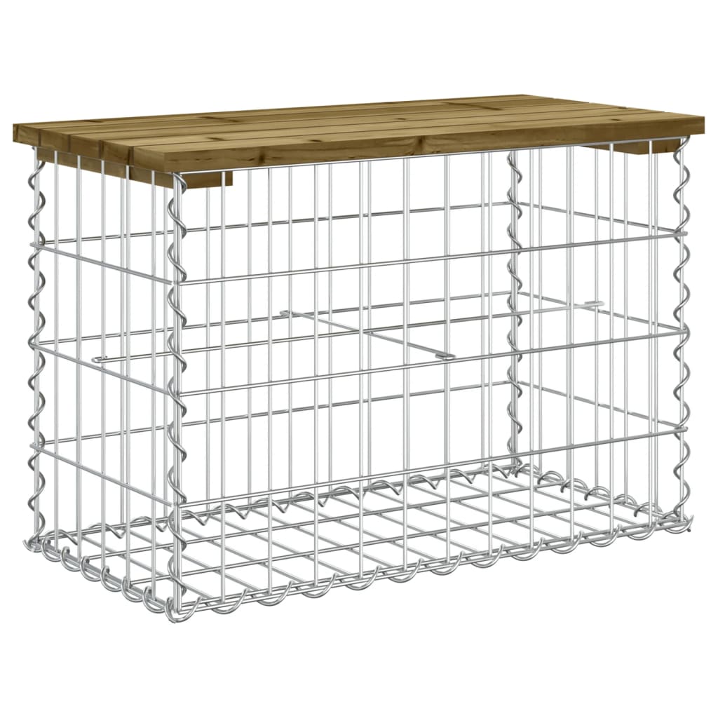 Tömör impergnált fenyőfa gabion kerti pad 63 x 31,5 x 42 cm
