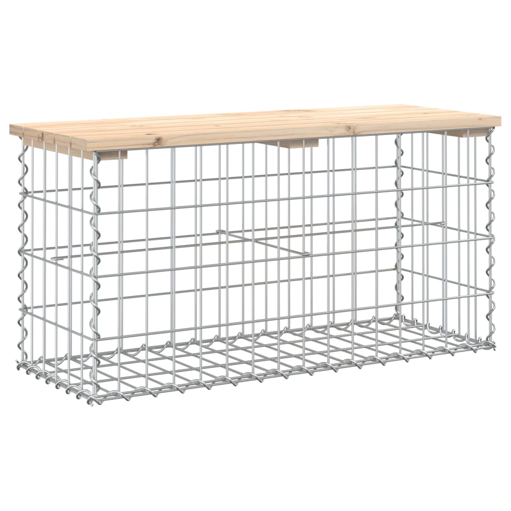 Tömör fenyőfa gabion kerti pad 83x31,5x42 cm