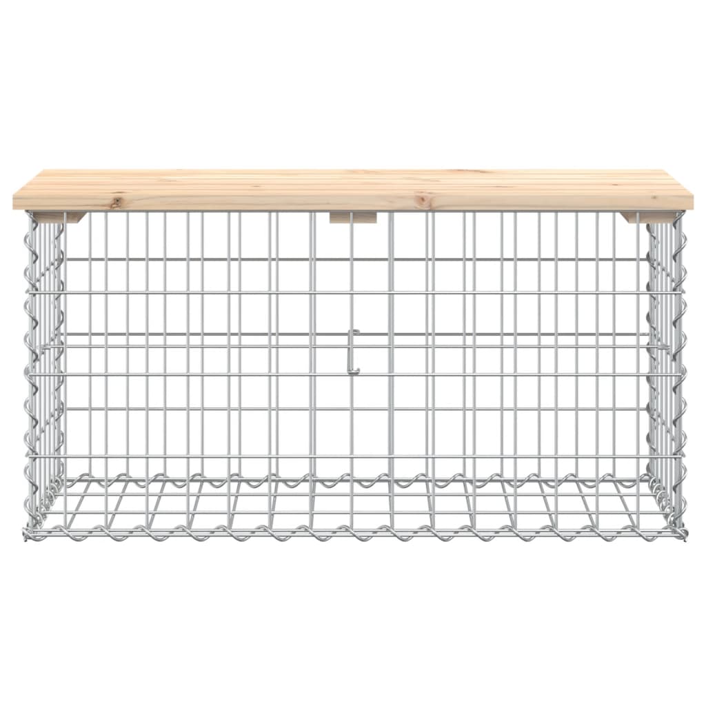 Tömör fenyőfa gabion kerti pad 83x31,5x42 cm