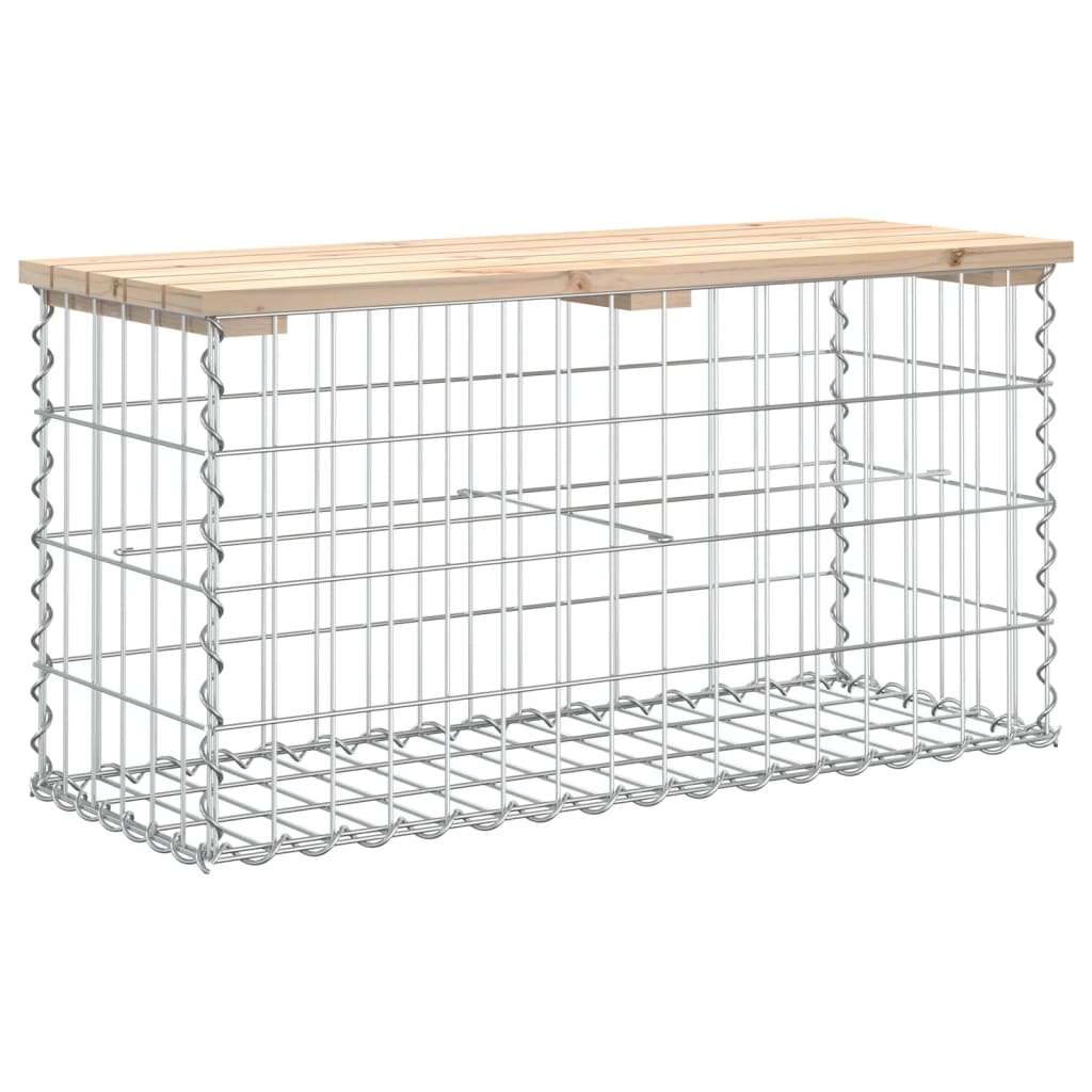 Tömör fenyőfa gabion kerti pad 83x31,5x42 cm