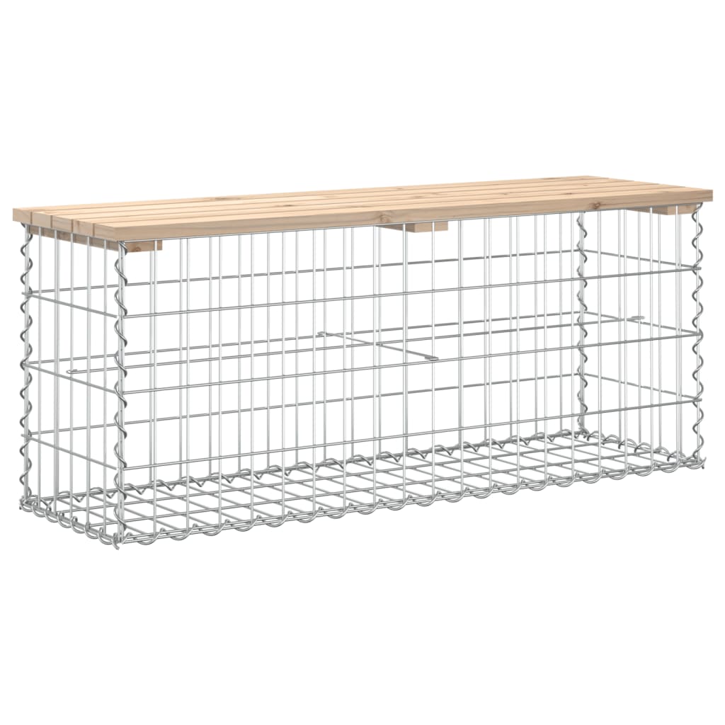 Tömör fenyőfa gabion kerti pad 103x31,5x42 cm