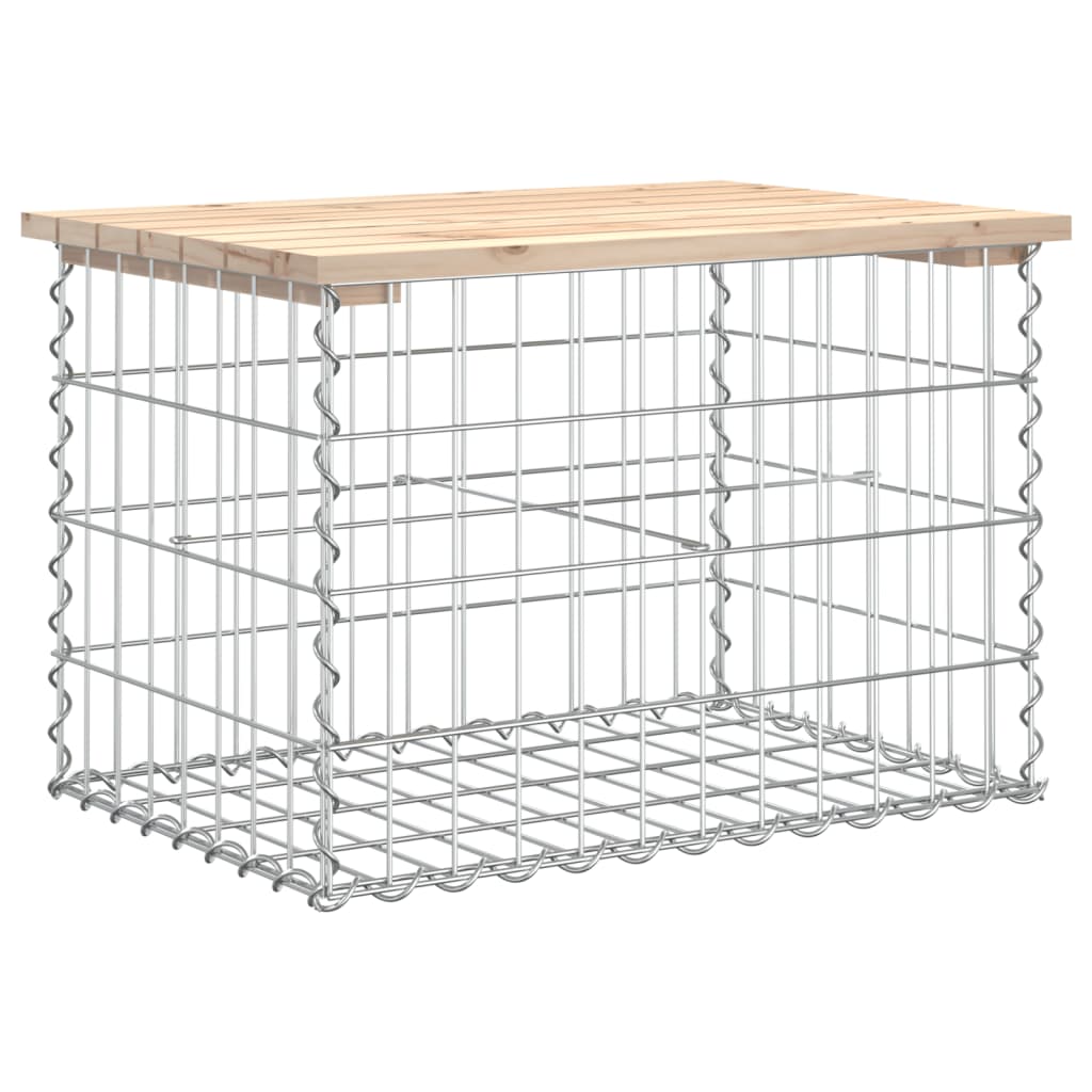 Tömör fenyőfa gabion kerti pad 63x44x42 cm