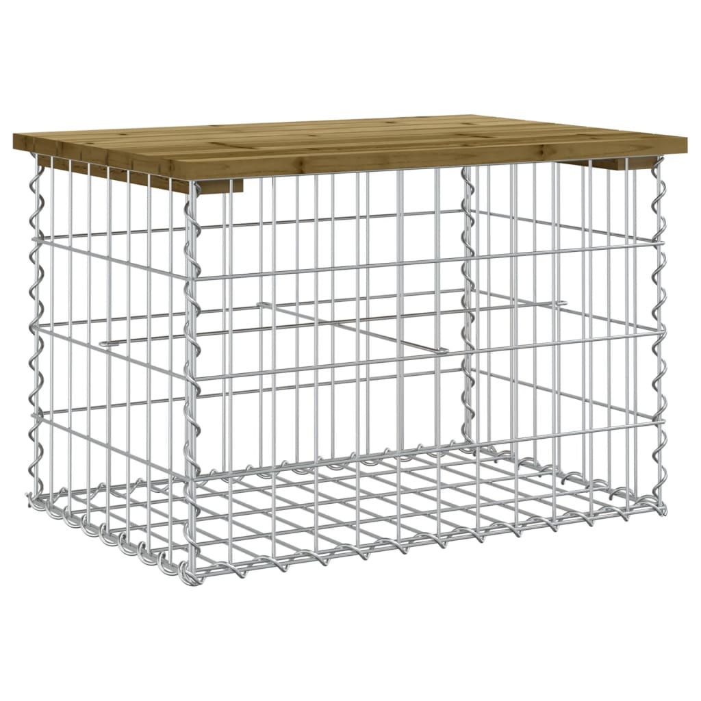 Impregnált fenyőfa gabion kerti pad 63 x 44 x 42 cm