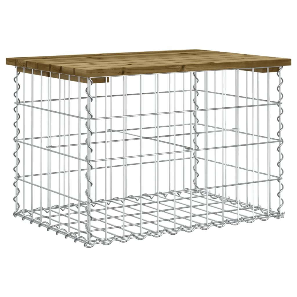 Impregnált fenyőfa gabion kerti pad 63 x 44 x 42 cm