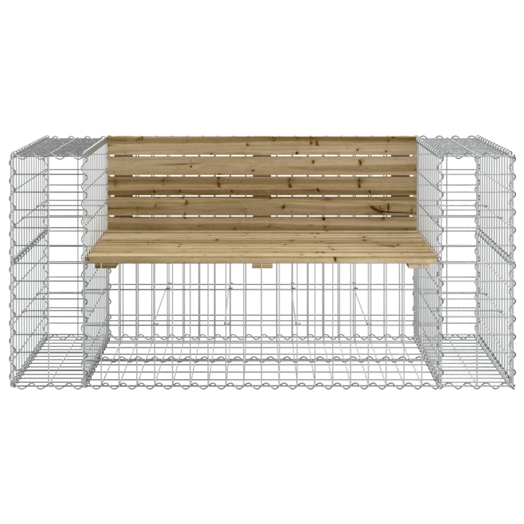 Tömör impregnált fenyőfa gabion kerti pad 143x71x65,5 cm