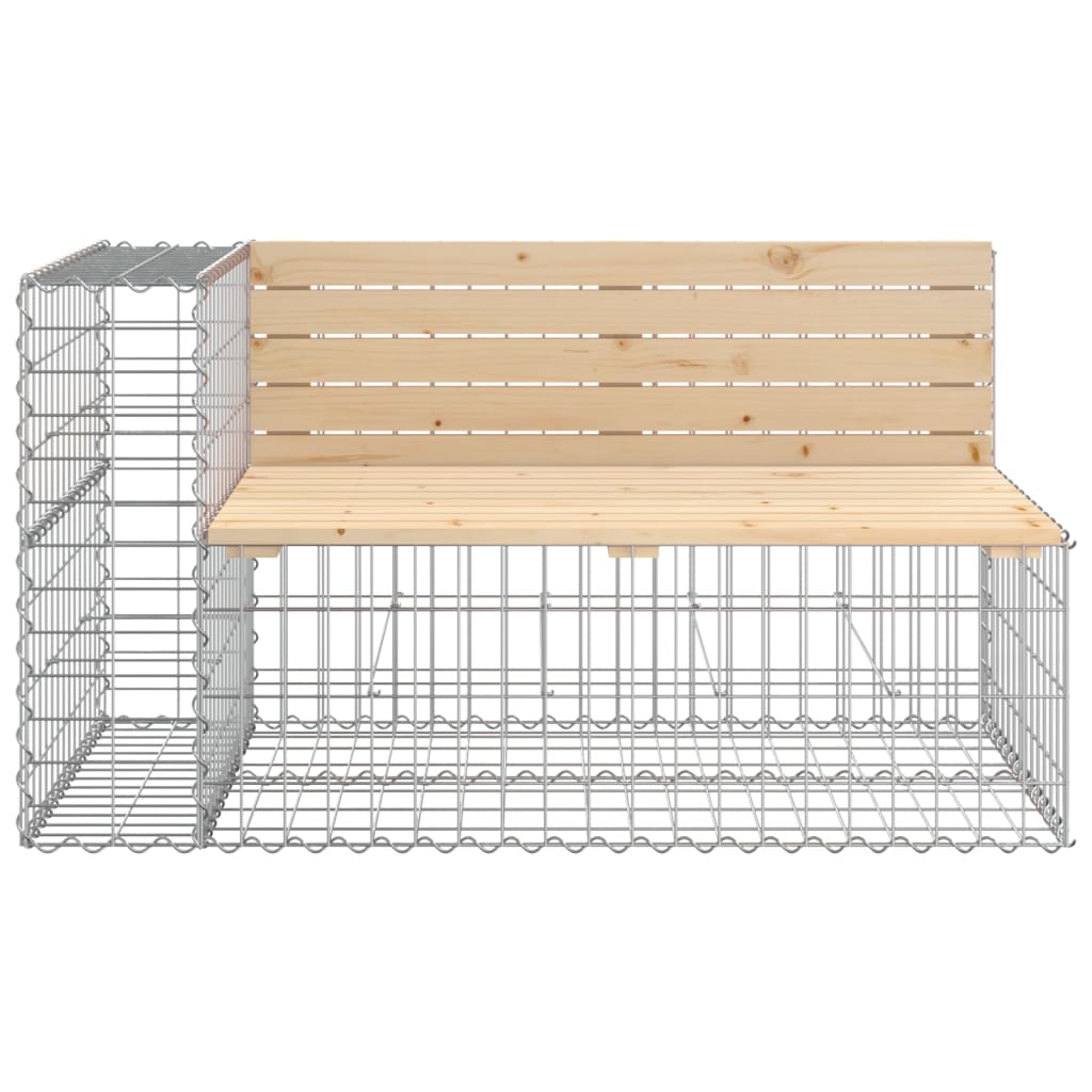 Tömör fenyőfa gabion kerti pad 122x71x65,5 cm