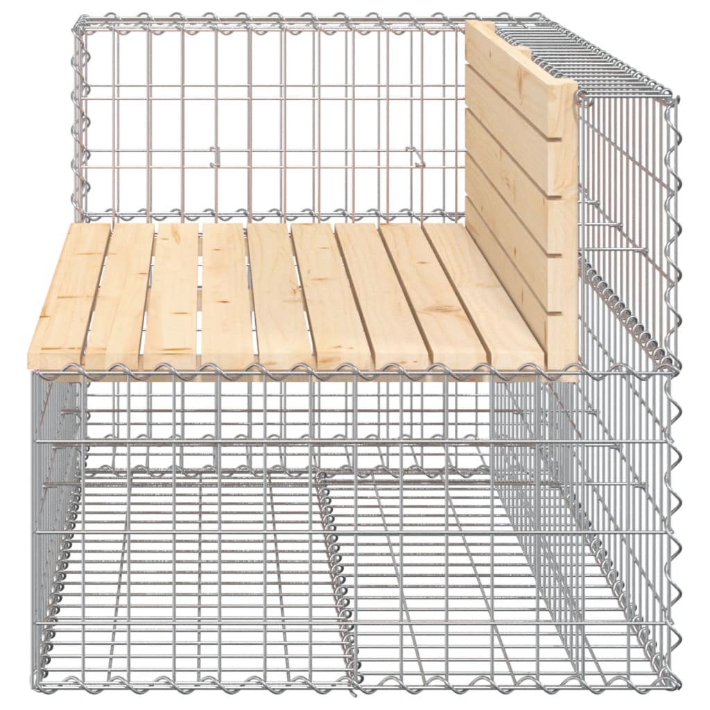Tömör fenyőfa gabion kerti pad 122x71x65,5 cm