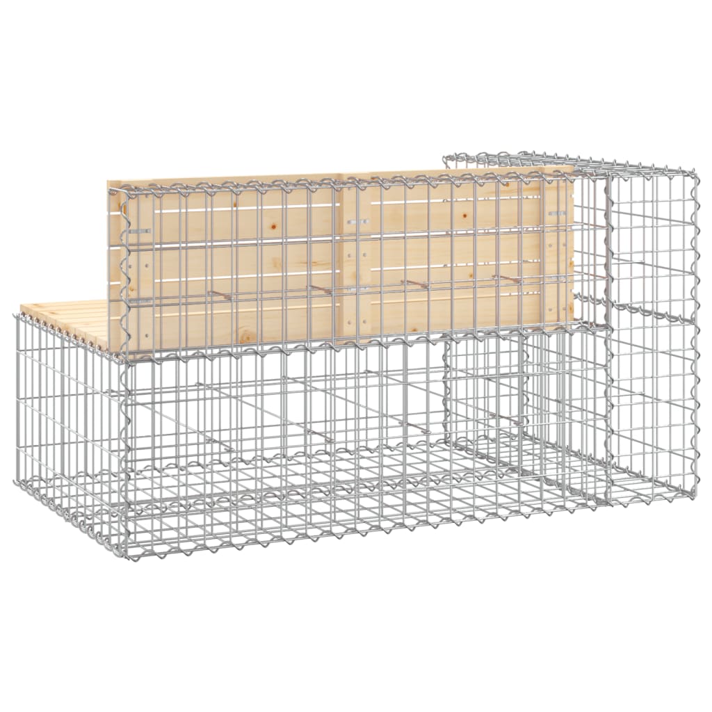 Tömör fenyőfa gabion kerti pad 122x71x65,5 cm