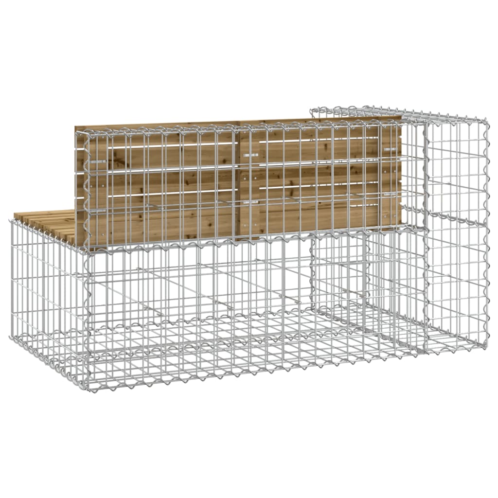 Tömör impregnált fenyőfa gabion kerti pad 122x71x65,5 cm