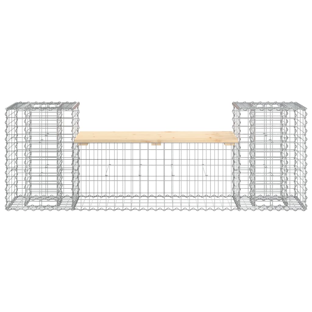 Tömör fenyőfa gabion kerti pad 183x41x60,5 cm