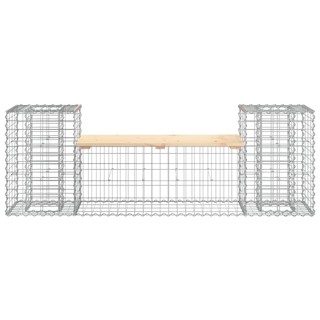 Tömör fenyőfa gabion kerti pad 183x41x60,5 cm