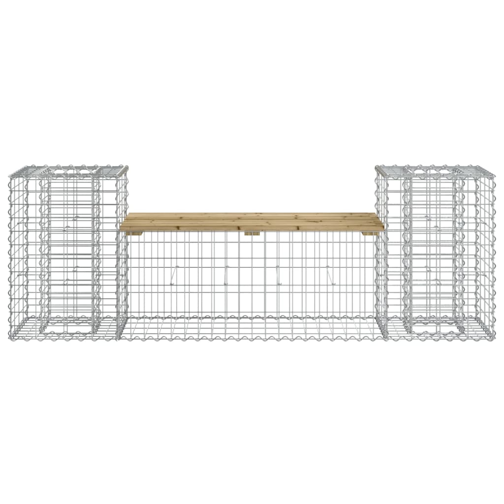 Tömör impregnált fenyőfa gabion kerti pad 183x41x60,5 cm