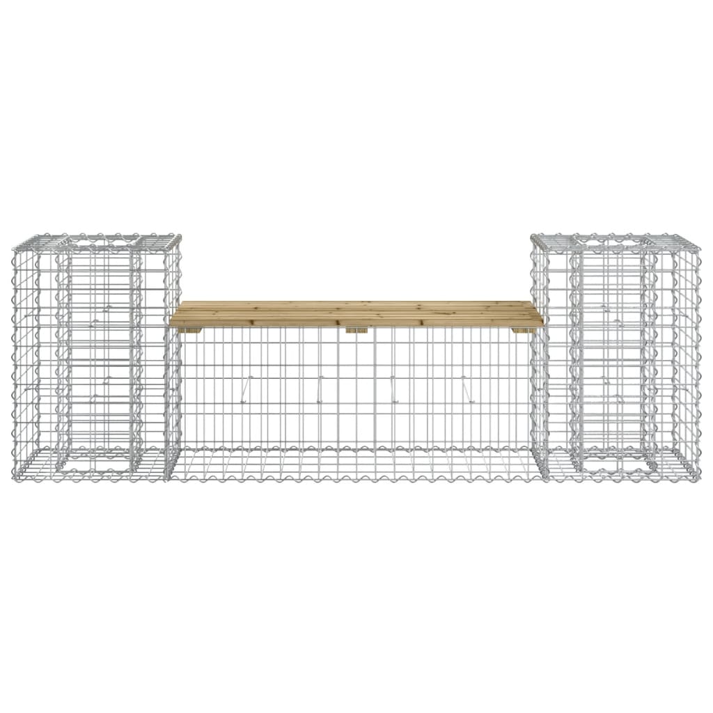 Tömör impregnált fenyőfa gabion kerti pad 183x41x60,5 cm