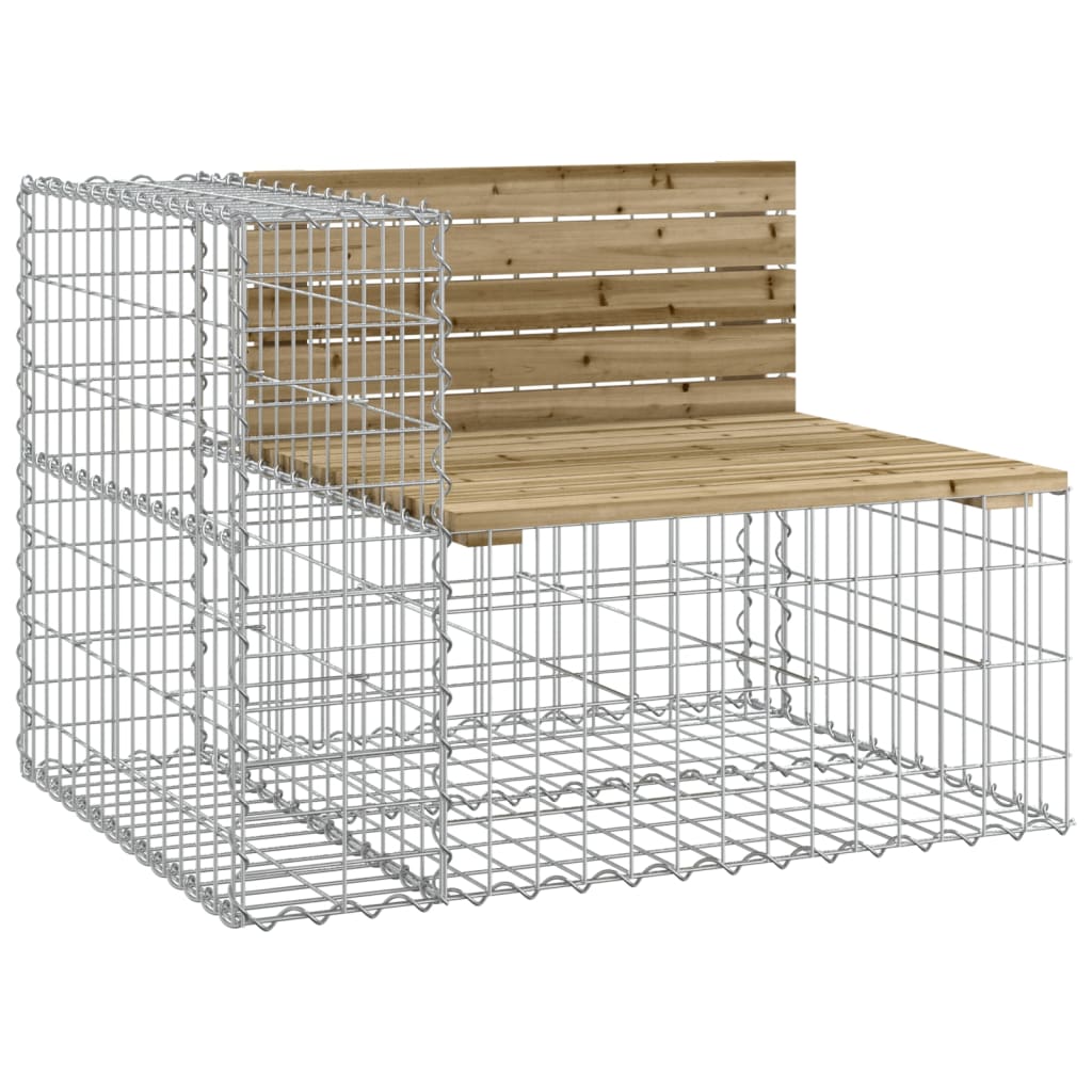 Tömör impergnált fenyőfa gabion kerti pad 184x71x65,5 cm