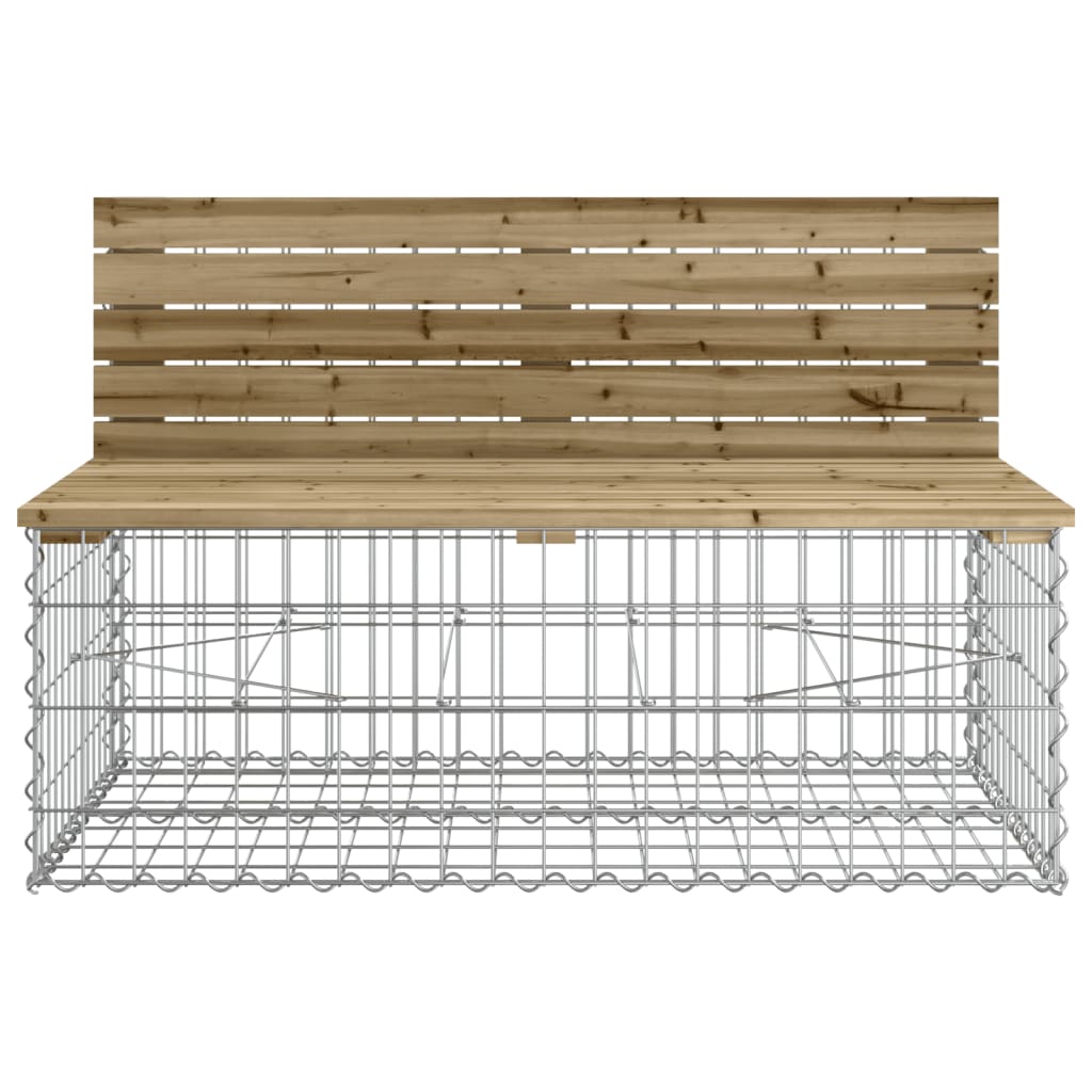 Tömör impregnált fenyőfa gabion kerti pad 347x71x65,5 cm