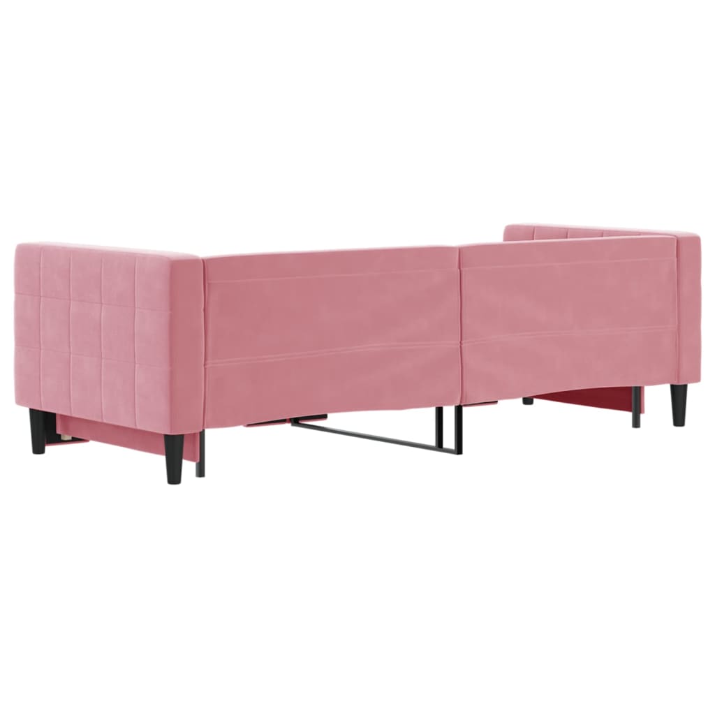 Rózsaszín kihúzható bársony heverő 80 x 200 cm Rózsaszín kihúzható bársony heverő 80 x 200 cm