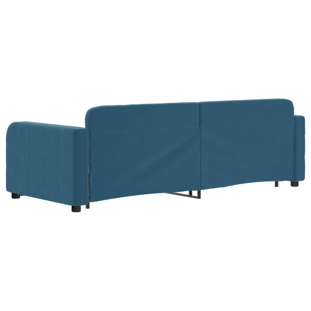 Kék kihúzható bársony heverő 80 x 200 cm Kék kihúzható bársony heverő 80 x 200 cm
