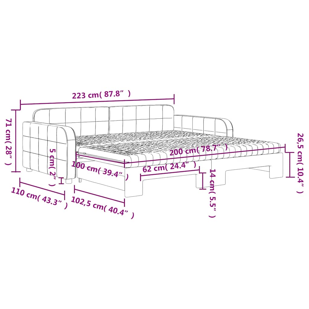 Sárga kihúzható bársony heverő matraccal 100 x 200 cm