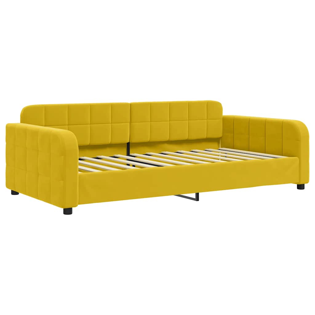 Sárga kihúzható bársony heverő matraccal 100 x 200 cm