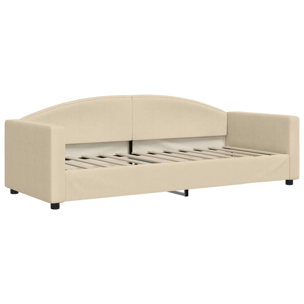 Krémszínű kihúzható szövet heverő fiókokkal 80 x 200 cm Krémszínű kihúzható szövet heverő fiókokkal 80 x 200 cm