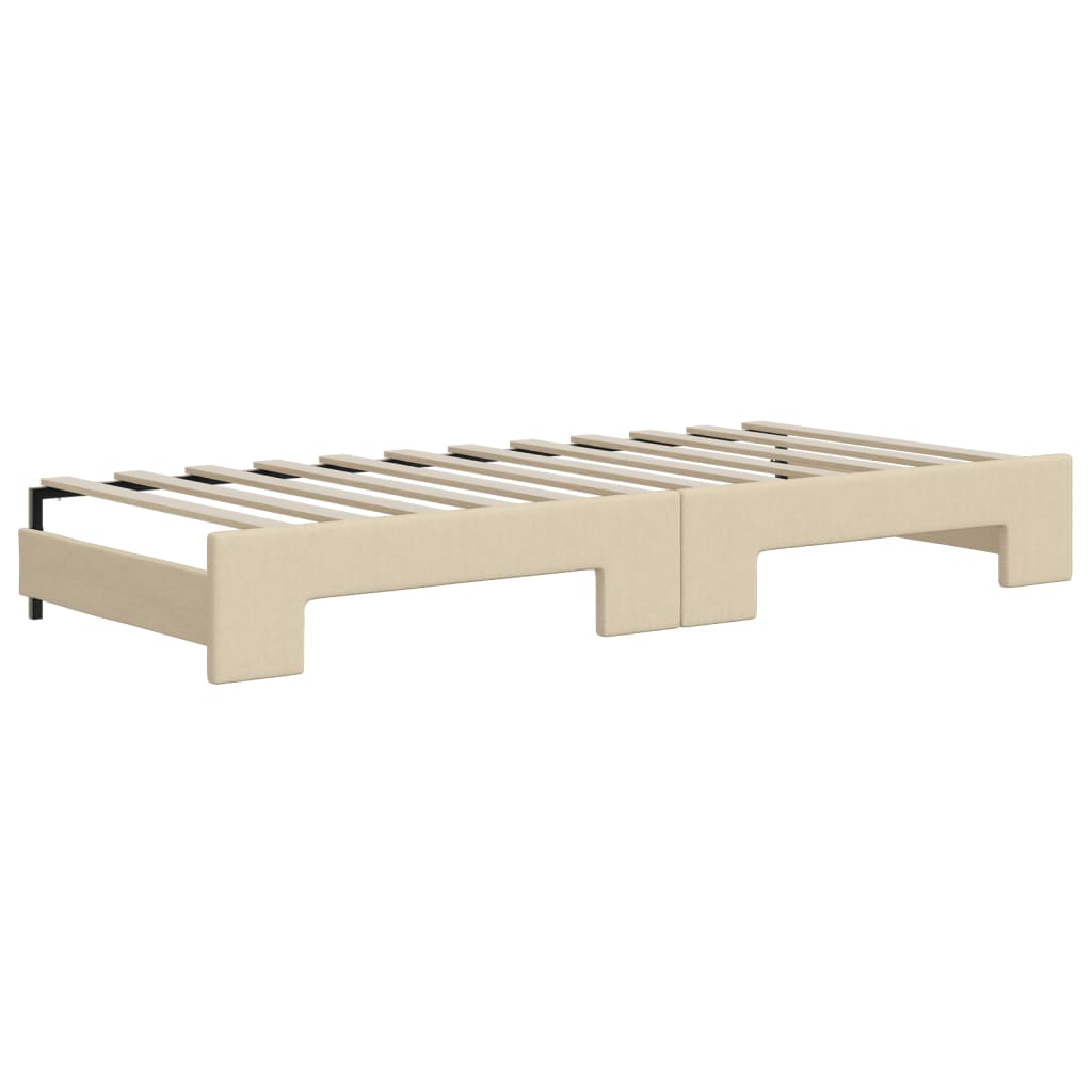 Krémszínű kihúzható szövet heverő fiókokkal 80 x 200 cm Krémszínű kihúzható szövet heverő fiókokkal 80 x 200 cm