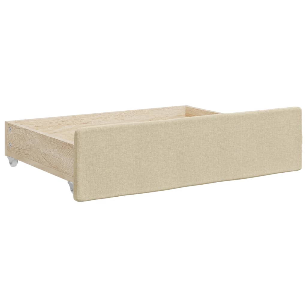 Krémszínű kihúzható szövet heverő fiókokkal 80 x 200 cm Krémszínű kihúzható szövet heverő fiókokkal 80 x 200 cm